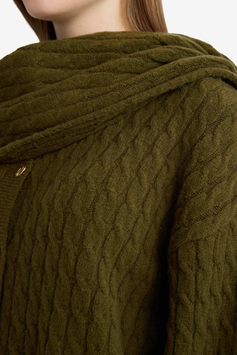 DeFacto Green Woman Relaxed Fit Round Neck Knit Cardigan Casual - Image 4